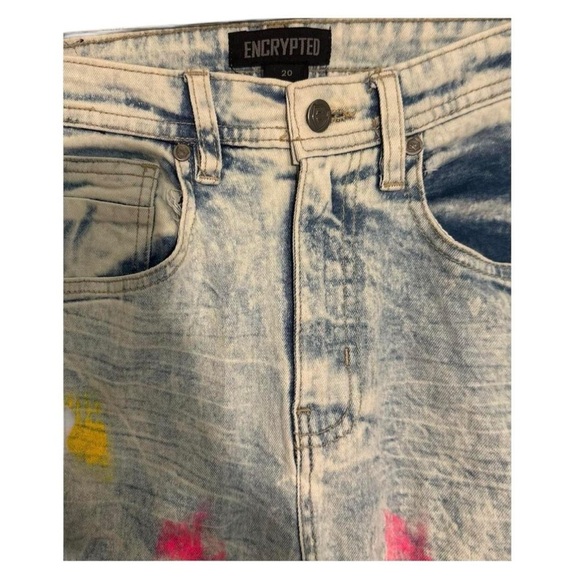 Encrypted Distressed/Painted Slim Straight Jeans - Picture 6 of 8